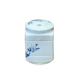 White Porcelain Blue Flower Graphic Square Round Container ws4240S