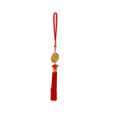 Round Golden Color Manjushri Motif Pendant Red Infinite Knot Tassel Art ws4267S