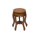 Oriental Light Brown Natural Wood Grain Round 5 Legs Stool Side Table ws4273S