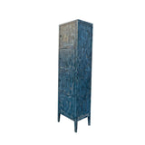 Rustic Oriental Distressed Blue Tall Slim 4 Doors Storage Cabinet ws4316S