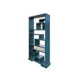 84" Distressed Blue Uneven Shelves Slim Display Cabinet Room Divider ws4325S