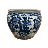 Chinese Crackle Base Blue White Double Dragon Peony Porcelain Pot ws4328S