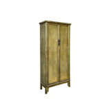 Oriental Distressed Light Olive Green Tall Narrow Noodle Cabinet Armoire ws4337S