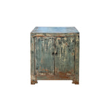 Distressed Ink Light Blue Mix Color 2 Doors End Table Nightstand Cabinet ws4360S