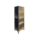 Distressed Black Tan Marks Tall Slim 4 Shelves Closed Doors Storage Cabinet ws4365S