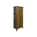 Oriental Distressed Mid Olive Green Tall Narrow Noodle Cabinet Armoire ws4367S