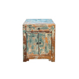 Distressed Turquoise Aqua Blue Small Cabinet End Table Nightstand ws4374S