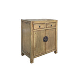 Distressed Mustard Yellow 2 Drawers Doors End Table Nightstand Cabinet ws4376S