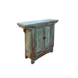 Vintage Distressed Turquoise Finish Slim Narrow Foyer Side Table ws4378S