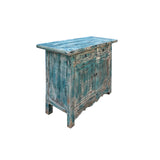 Distressed Light Bright Blue Doors Credenza Sideboard Console Table ws4380S