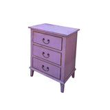 Distressed Lavender Purple 3 Drawers Flare Legs End Table Nightstand ws4383S