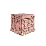 14" Distressed Faded Pink Small 5 Drawers Storage Chest Box ws4471S