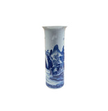 Blue White Oriental Scenery Graphic Cylinder Shape Porcelain Art Vase ws4817S