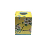 Yellow Flower Bird Graphic Square Porcelain Tissue Box Cover Container ws4819S