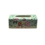 Light Blue Flower Bird Graphic Rectangular Porcelain Tissue Box Cover ws4820aS