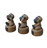 Set 3 Brown Stone Body Black Face Artistic Monkey Statues ws4828S