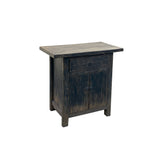 Distressed Rustic Black Rough Grain Wood Side Table Nightstand Cabinet ws4315S