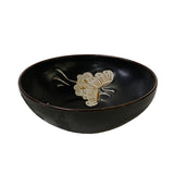 Chinese Ware Brown Black Glaze Butterflies Ceramic Bowl Cup Display ws3157S