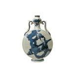 Chinese Blue White Porcelain Lady People Graphic Round Shape Flat Vase ws3162S