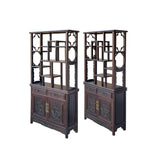 Pair Brown Oriental Two Sided Display Curio Cabinet Room Divider cs6113CS