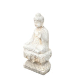 Chinese Oriental Distressed White Marble Stone Carved Sitting Buddha cs7212S