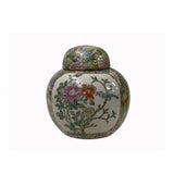 Chinese Oriental Canton Porcelain Flowers Graphic Small Display Urn Jar ws3869S