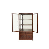 Chinese Vintage Solid Wood Brown Glass Display Bookcase Curio Cabinet ws3887S