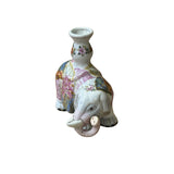 Pink Flower Graphic Porcelain Elephant Candle Holder Accent Decor Figure ws3977S