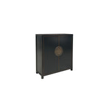 Black Lacquer Zodiac Moon Face Hardware Credenza Storage Cabinet ws4059S