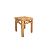 Chinese Vintage Light Brown Square Wood Ming Style Stool Table ws4063S