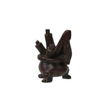 2" Oriental Brown Wood Carved Ding Shape Pen Display Stand Rest ws4073S