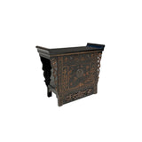 Chinese Rustic Black Vintage Point Edge Golden Graphic Credenza Cabinet ws4085S