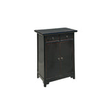 Chinese Distressed Black Tall Slim Side End Table Nightstand ws4087S