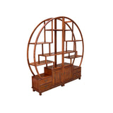 Chinese Medium Brown Round Shape Display Curio Cabinet Room Divider ws4144S