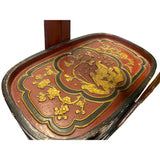 Vintage Chinese Brick Red Golden Relief Motif Oval Box Basket ws4160S