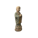 Chinese Rustic Wood Standing Prayer Hands Lohon Monk Statue ws4167S