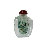 Chinese Inside Green White Flower Bird Graphic Glass Art Bottle ws4168S