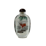 Chinese Inside Oriental Tree Deers Graphic Glass Art Bottle ws4169S