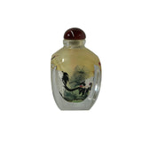 Chinese Inside Oriental Sun Cranes Graphic Glass Art Bottle ws4174S