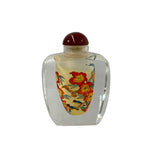 Chinese Inside Oriental Orange Flower Ducks Graphic Glass Art Bottle ws4175S