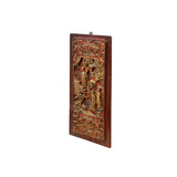 Chinese Vintage Wood Red Golden Relief Carving Wall Hanging Art Plaque ws4180S