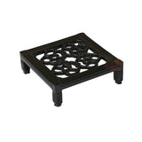 4.5" Dark Brown Floral Open Pattern Square Wood Stand Riser ws4234S