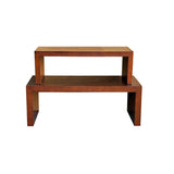 Set of 2 Simple Plank Wood Brown Rectangular Coffee Table Stand ws4251S