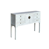 Distressed Off White Tall Moon Face 6 Drawers Slim Foyer Side Table ws4254S