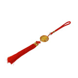 Round Golden Color Manjushri Motif Pendant Red Infinite Knot Tassel Art ws4267S