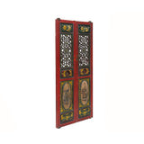 Pair Vintage Red Green Yellow Fujian Relief Carving Door Panels ws4271S