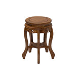 Oriental Light Brown Natural Wood Grain Round 5 Legs Stool Side Table ws4273S