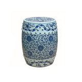 Oriental Blue and White Blossom Flowers Double Coins Porcelain Round Stool Table ws4320S