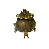 Vintage Bronze Metal Treasure Bag Ding Shape Incense Burner Display Art ws4331S