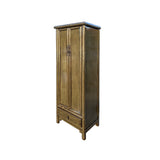 Oriental Distressed Mid Olive Green Tall Narrow Noodle Cabinet Armoire ws4367S